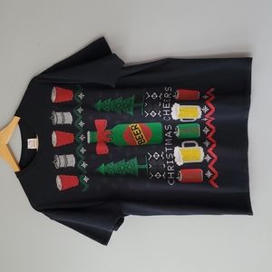 Dec 25th Black Short Sleeve Crewneck Christmas Beers Cheers Tee Shirt Unisex XL
